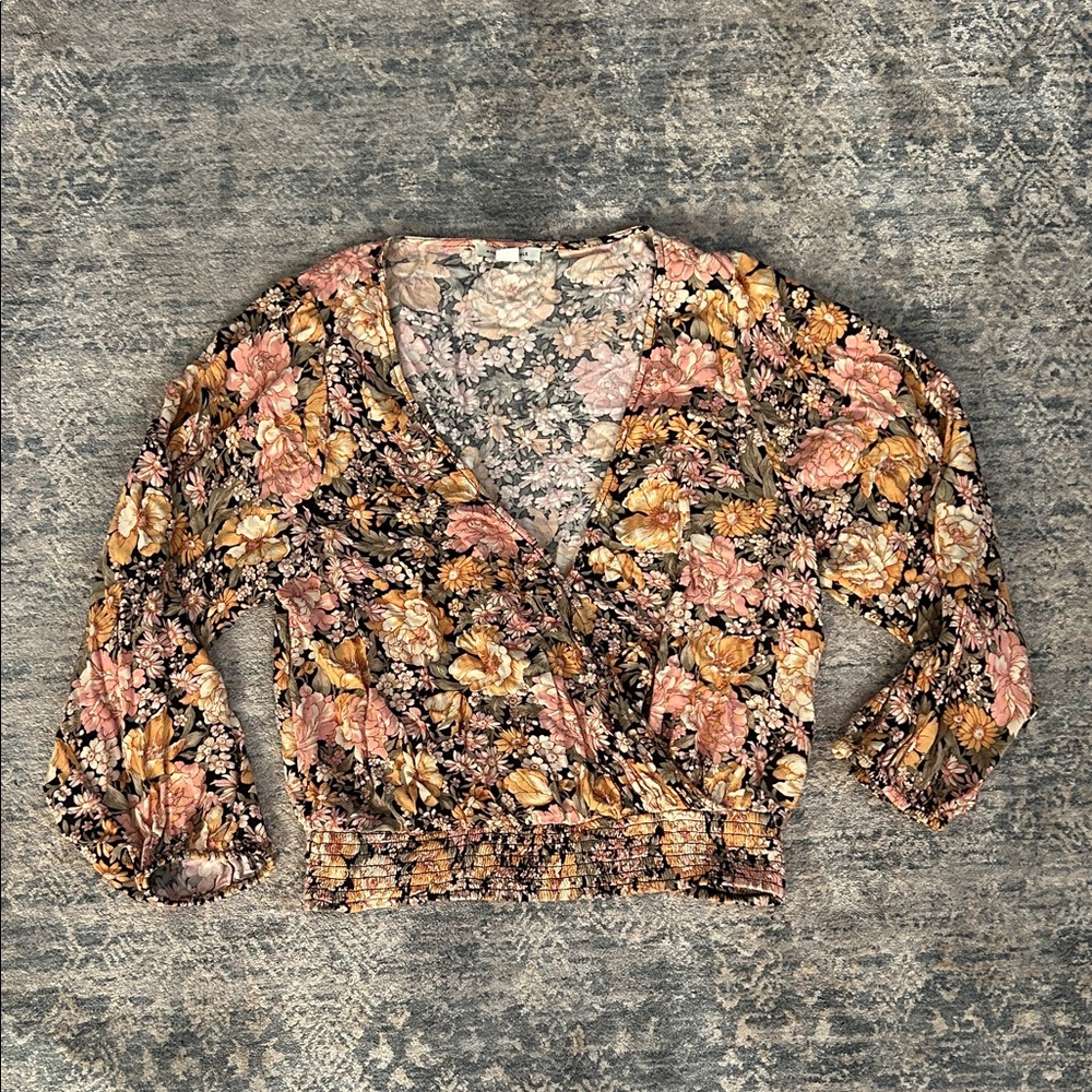 American Eagle Floral Wrap Blouse